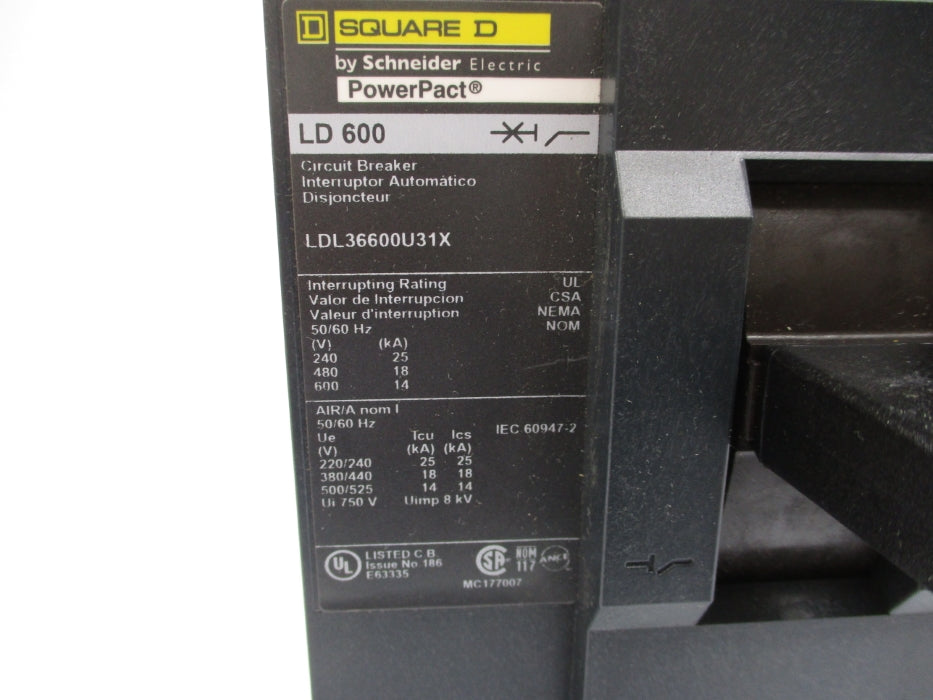 SQUARE D LDL36600U31X 600V 600A NUPI