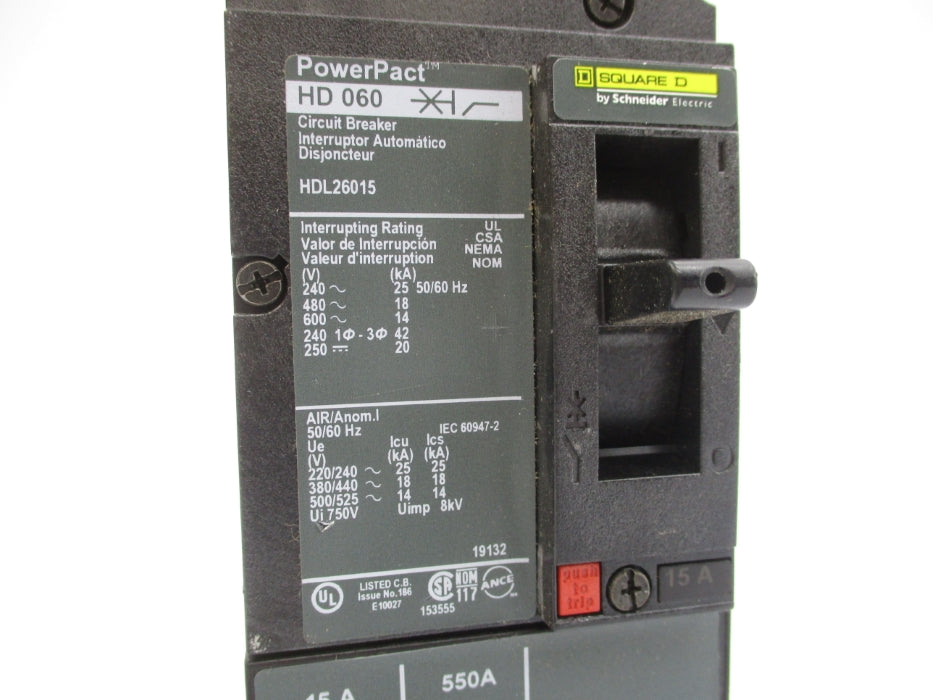 SQUARE D HDL26015 15A 600V NUPI