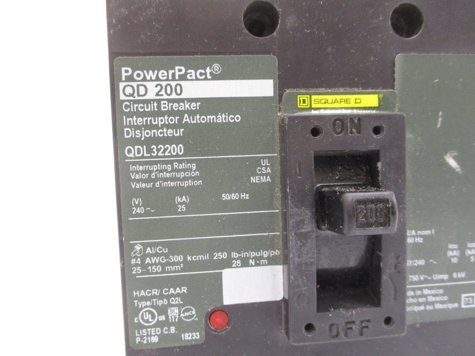 SQUARE D QDL32200 200A 240V NUPI