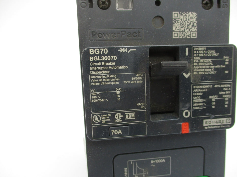SQUARE D BGL36070 70A 480V NUPI