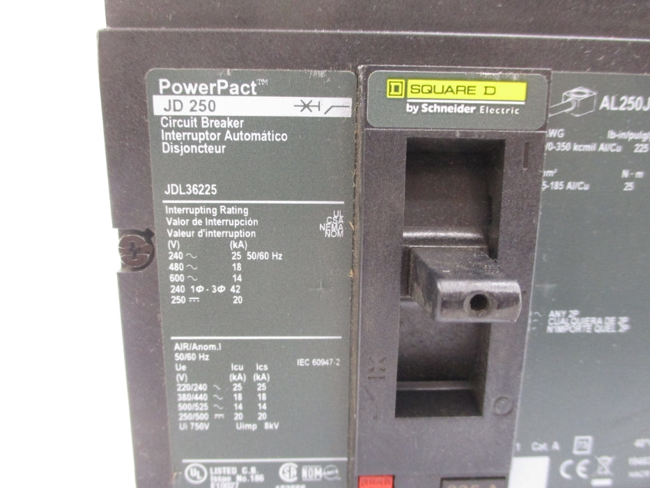 SQUARE D JDL36225 225A 600V NUPI