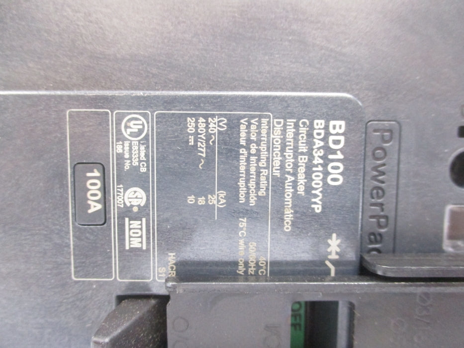 SQUARE D BDA34100YYP 100A 240V NUPI