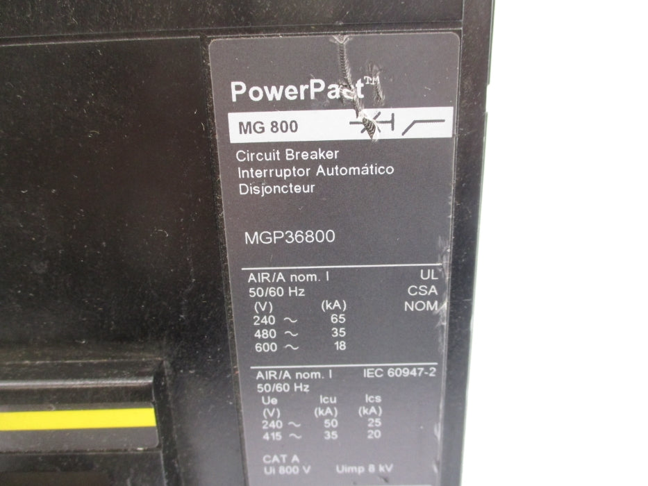 SQUARE D MGP36800 800A 600V (AS PICTURED) NUPI
