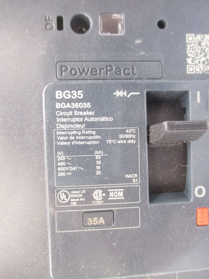 SQUARE D BGA36035 35A 480V NUPI