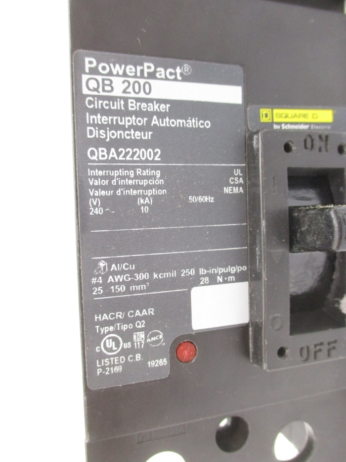 SQUARE D QBA222002 200A 240V NSMP