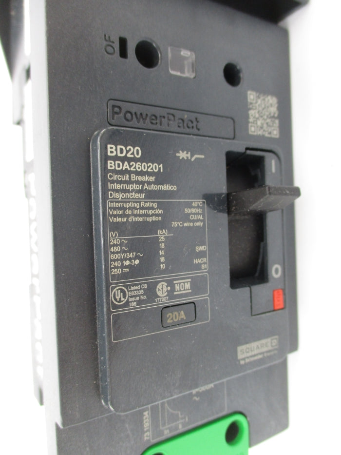 SQUARE D BDA260201 20A 480V NSMP