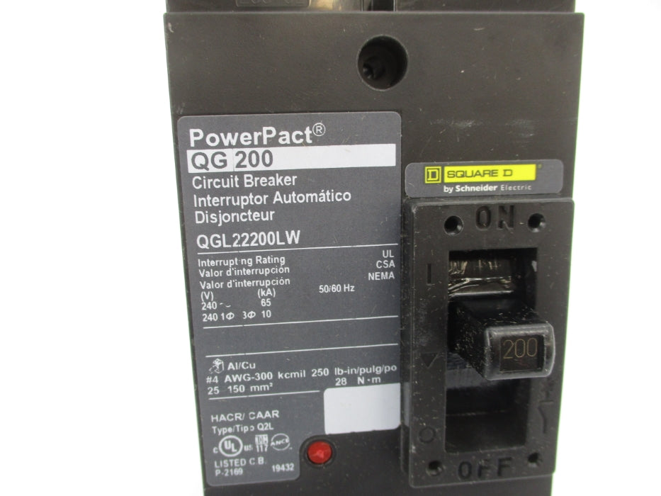SQUARE D QGL22200LW 200A 240V NSMP