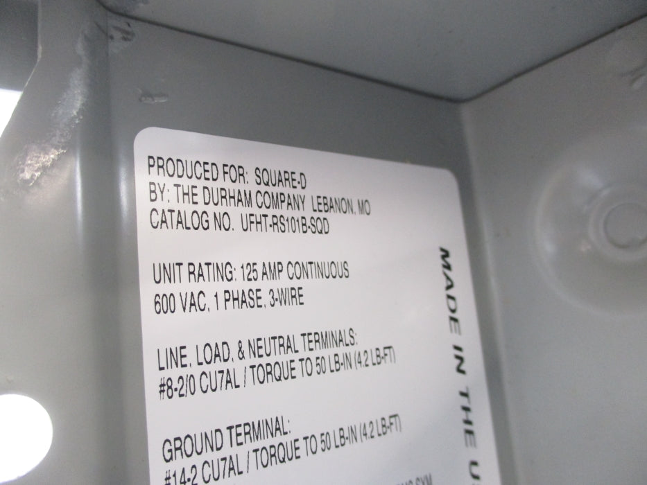 SQUARE D UFHTRS101B SER. 000 NSMP