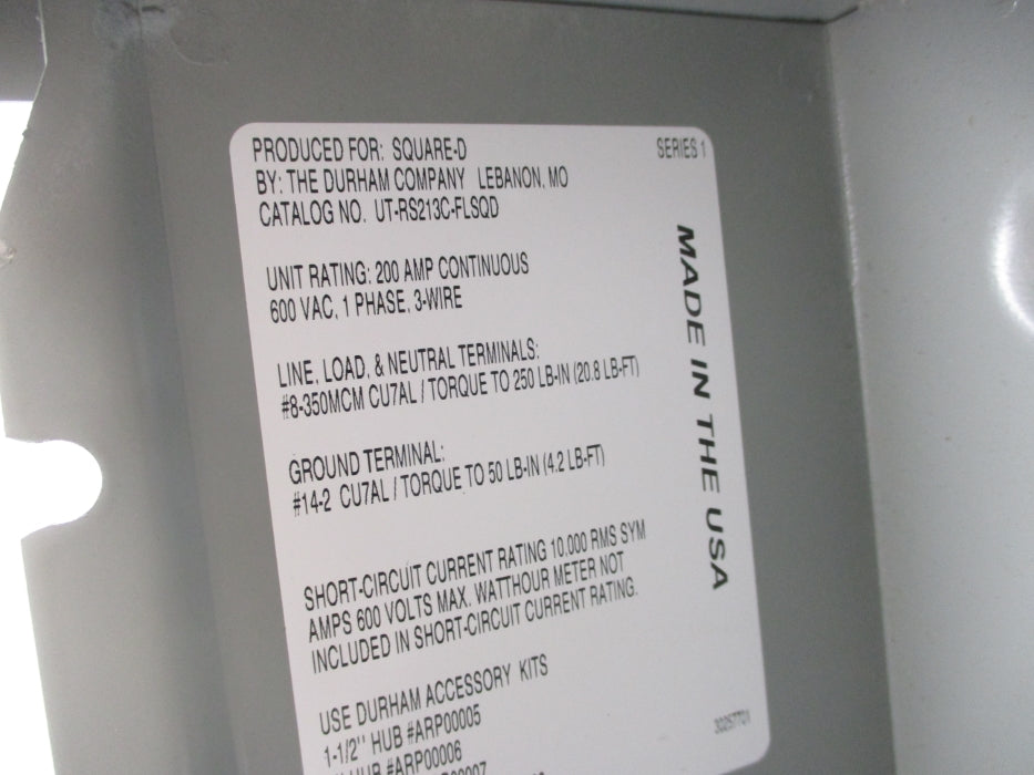 SQUARE D UTRS213CFL SER. 000 NSMP