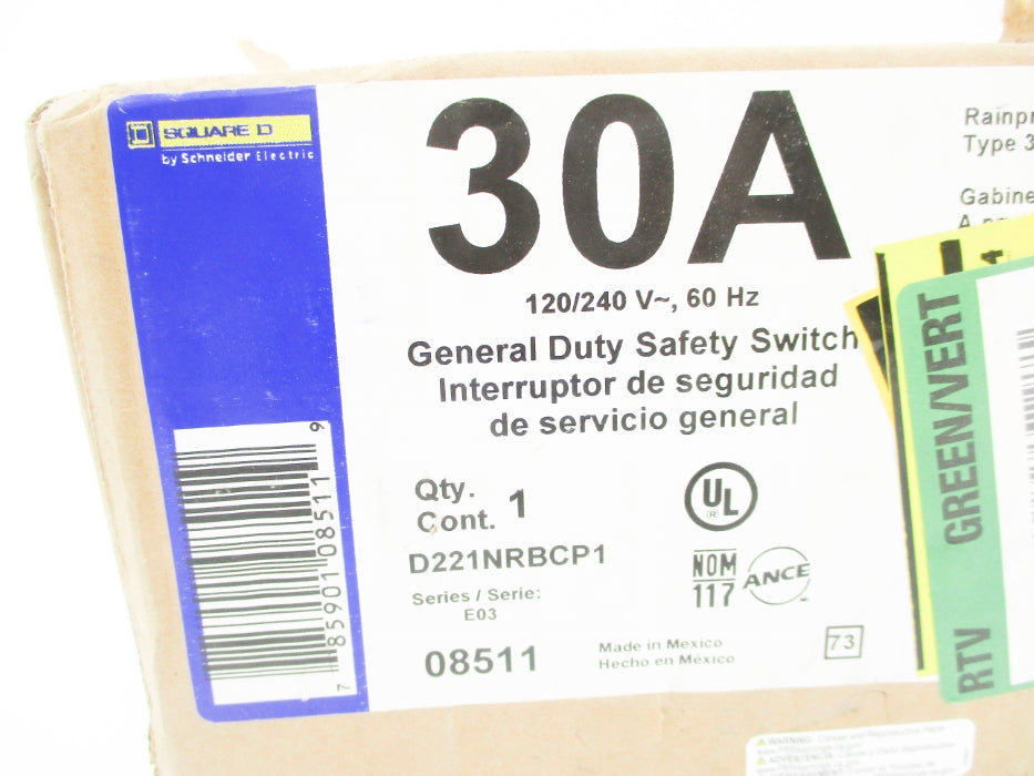 SQUARE D D221NRBCP1 SER. E03 NSFS
