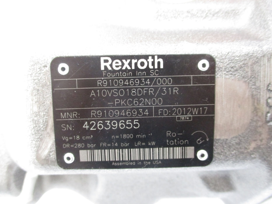 REXROTH R910946934/000 A10VS018DFR/31R-PKC62N00 NSNP