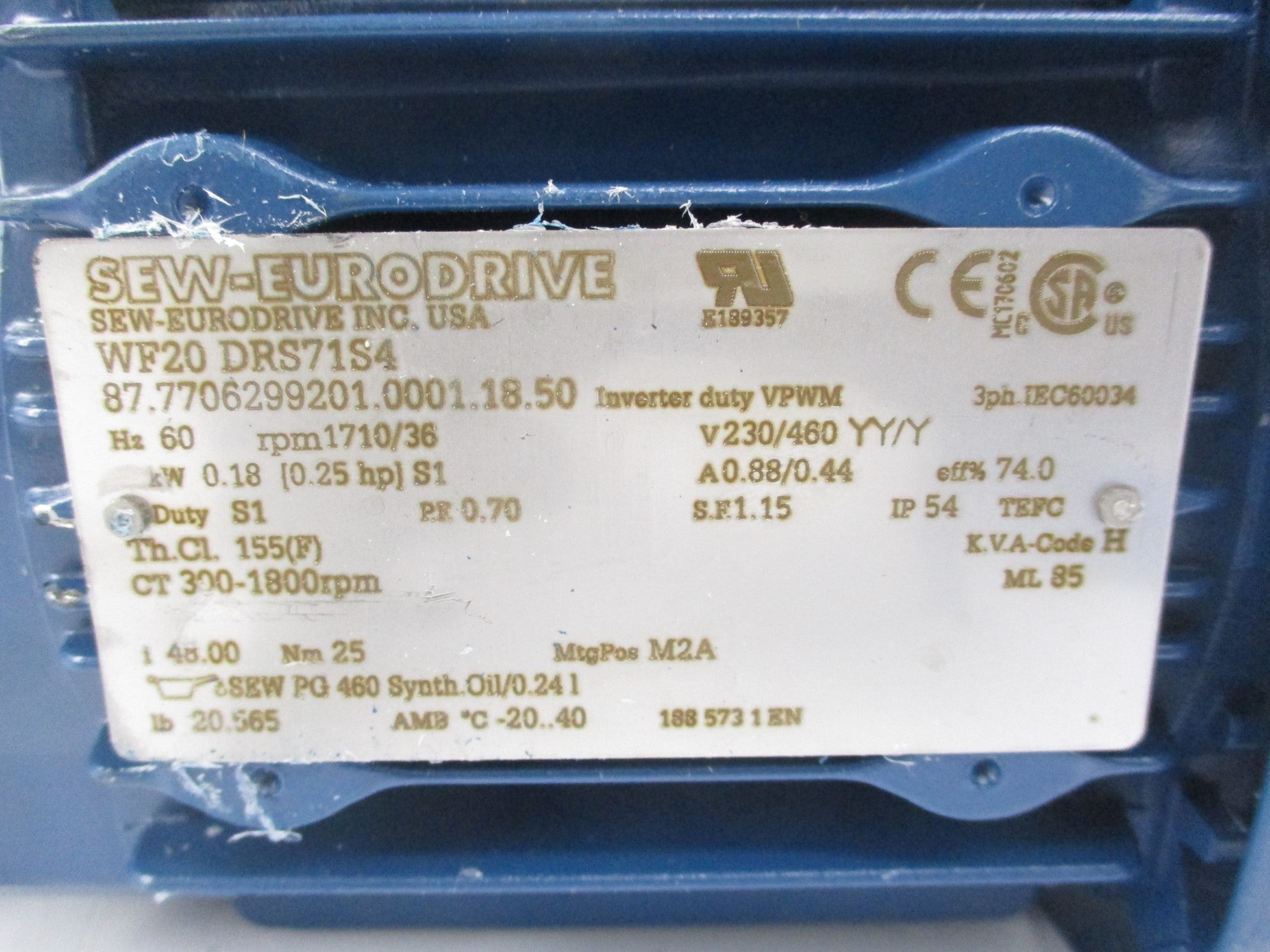 SEW EURODRIVE WF20DRS71S4 NSNP