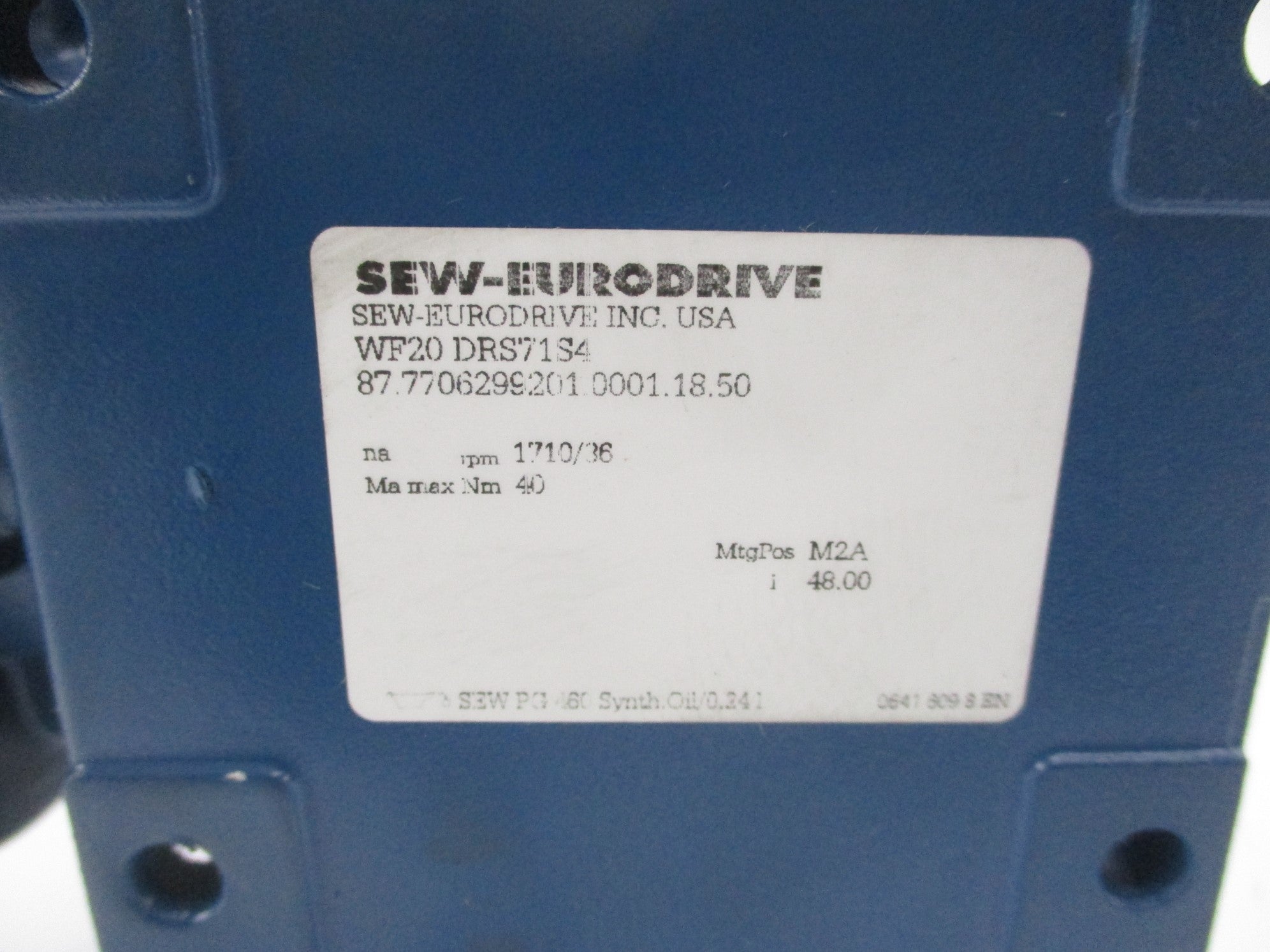 SEW EURODRIVE WF20DRS71S4 NSNP