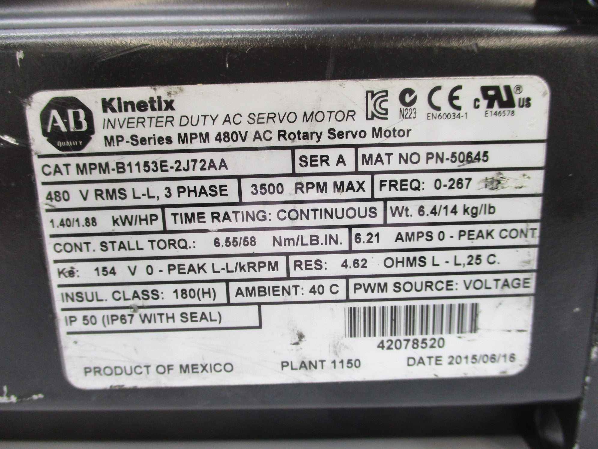 INDUSTRIAL SPARE PART MPM-B1153E-2J72AA SER. A NSNP