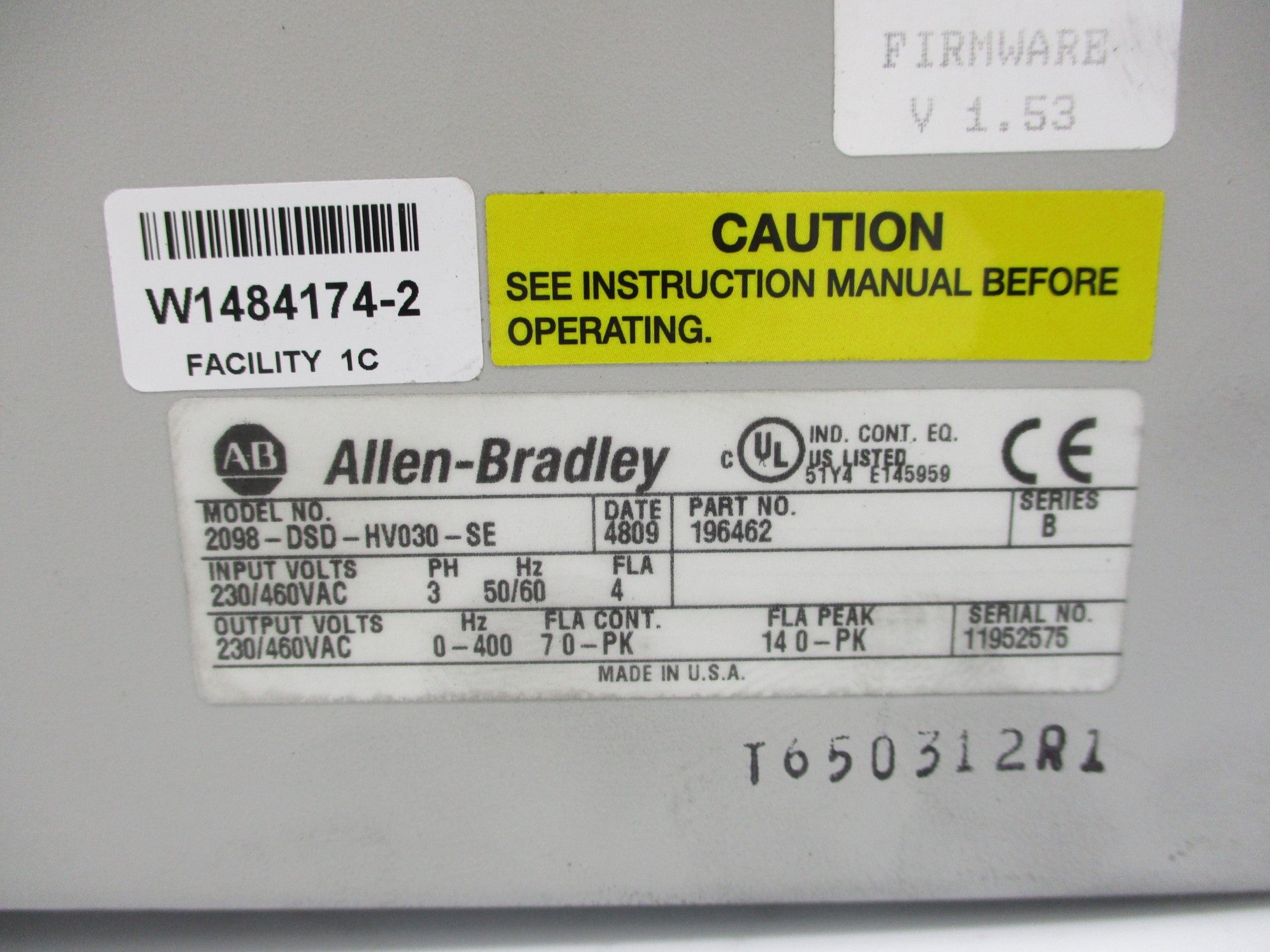 ALLEN BRADLEY 2098-DSD-HV030-SE SER. B F/W V1.53 UNMP