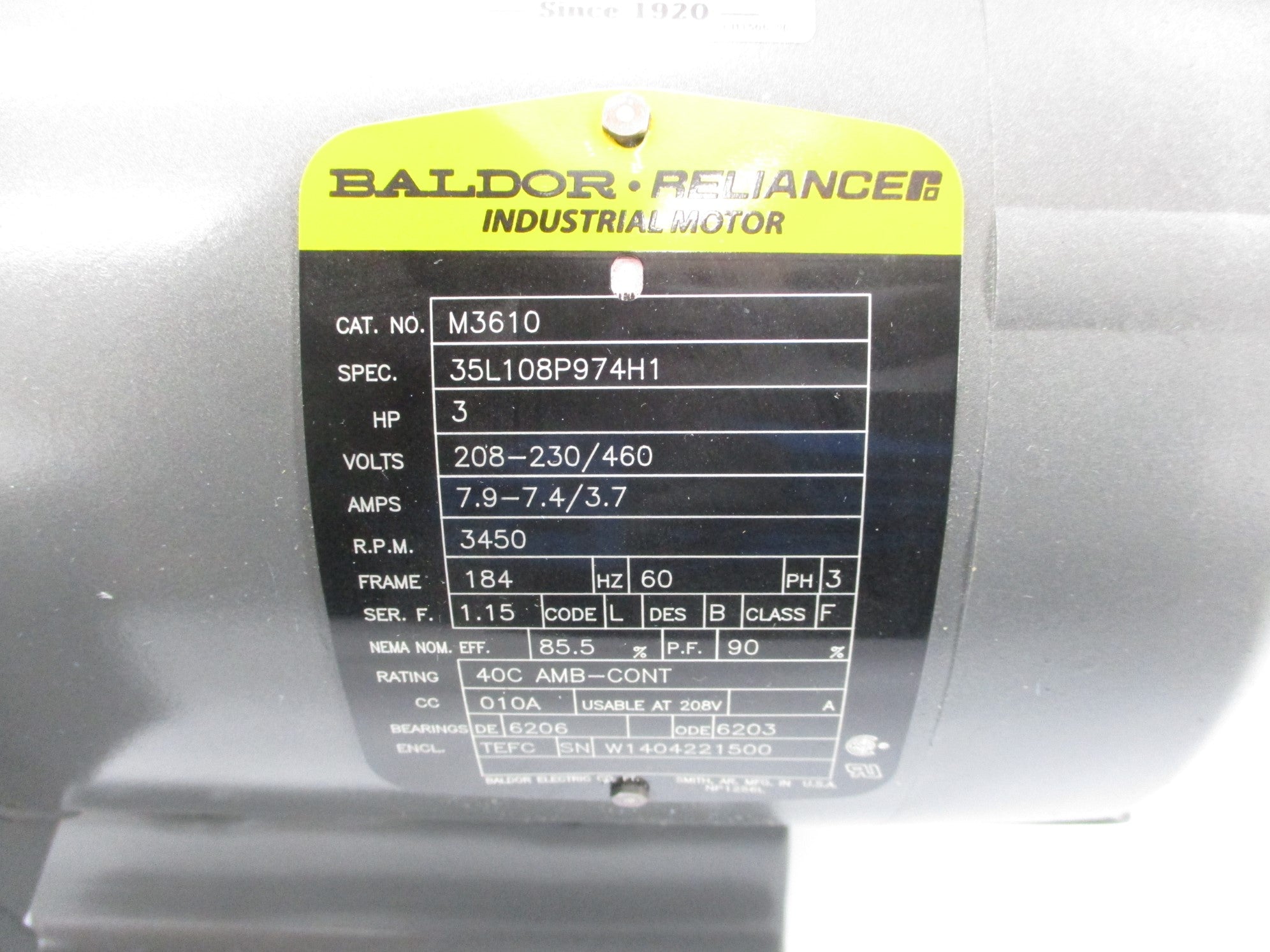BALDOR M3610 NSNP