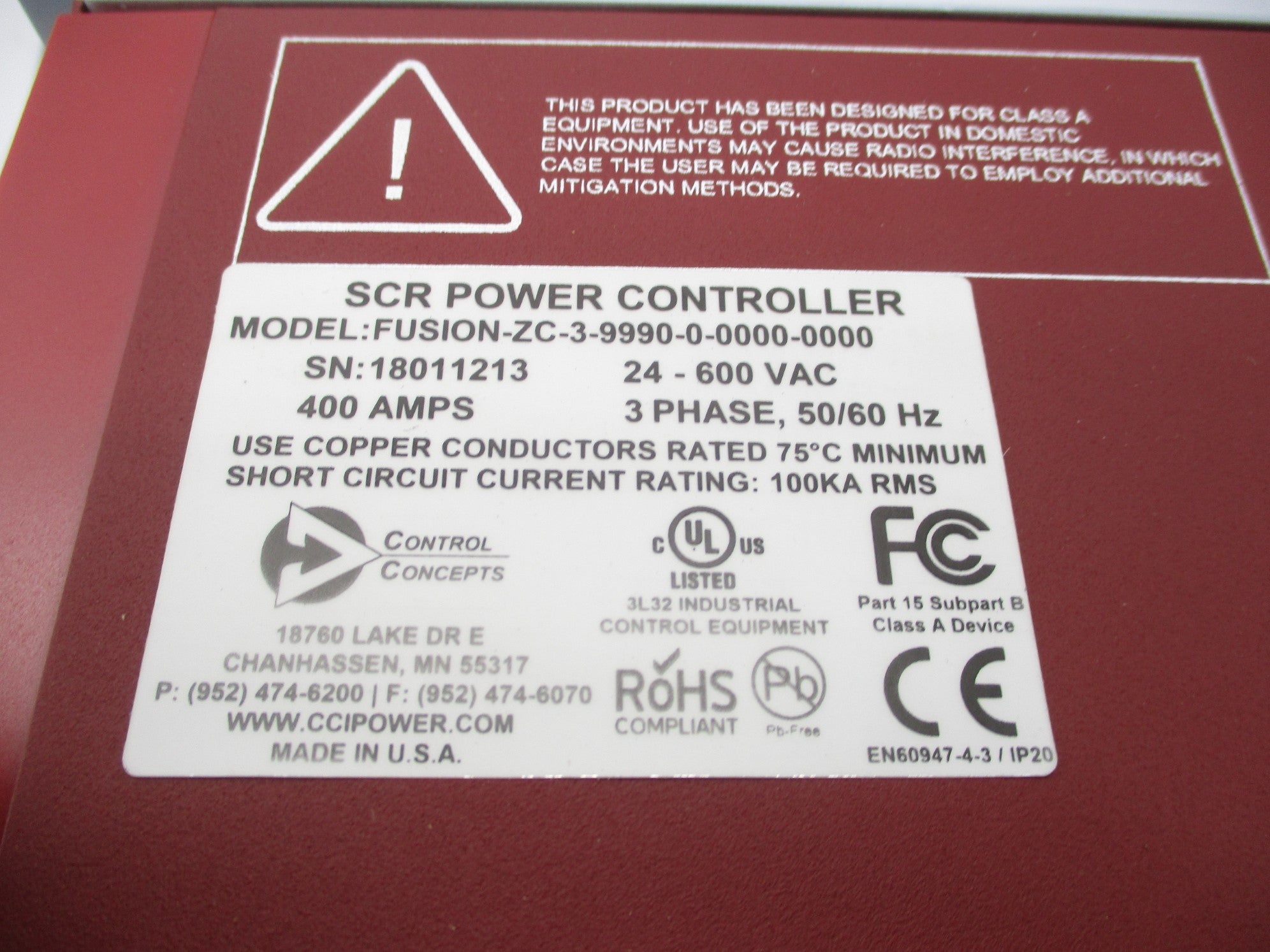 CONTROL CONCEPTS FUSION-ZC-3-9990-0-0000-0000 NSNP