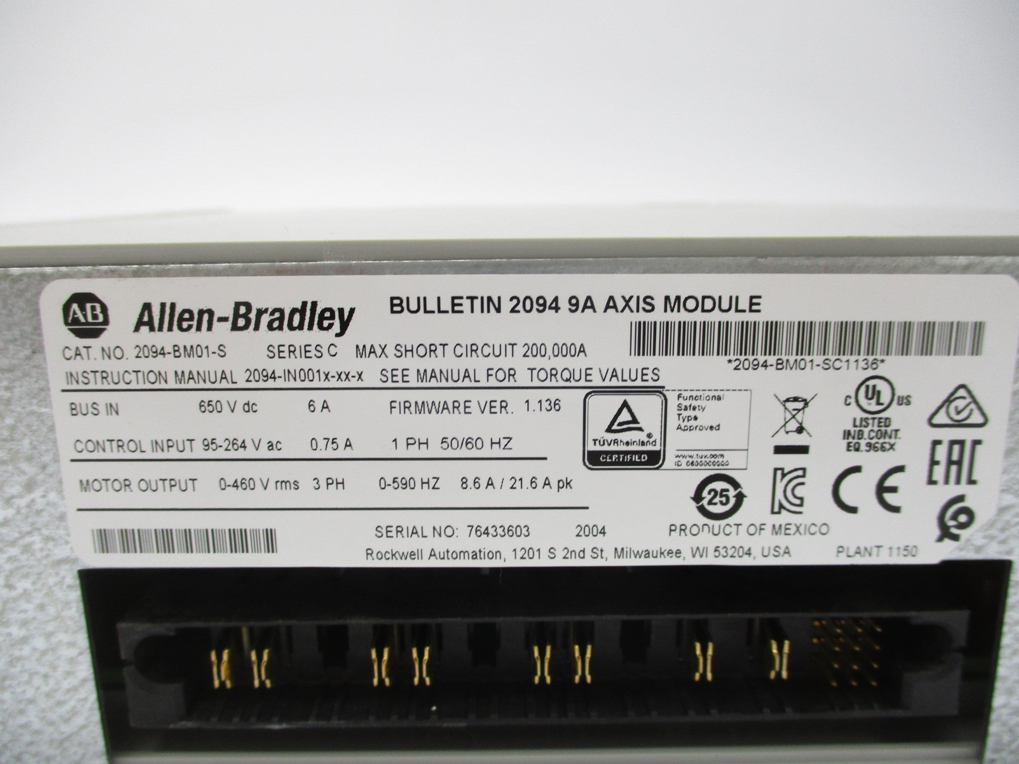 ALLEN BRADLEY 2094-BM01-S SER. C F/W 1.136 NSMP