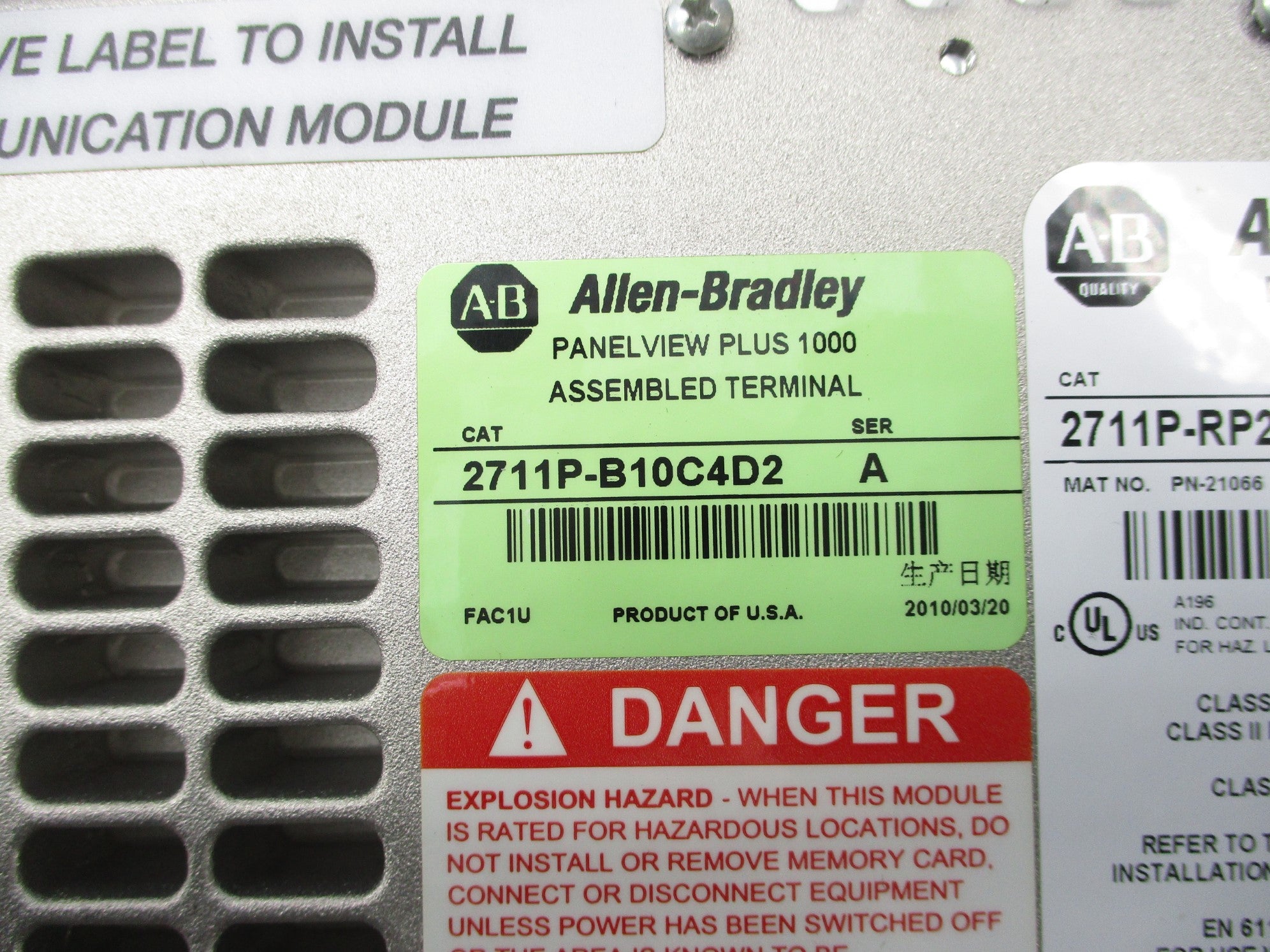 ALLEN BRADLEY 2711P-B10C4D2 SER. A NSMP