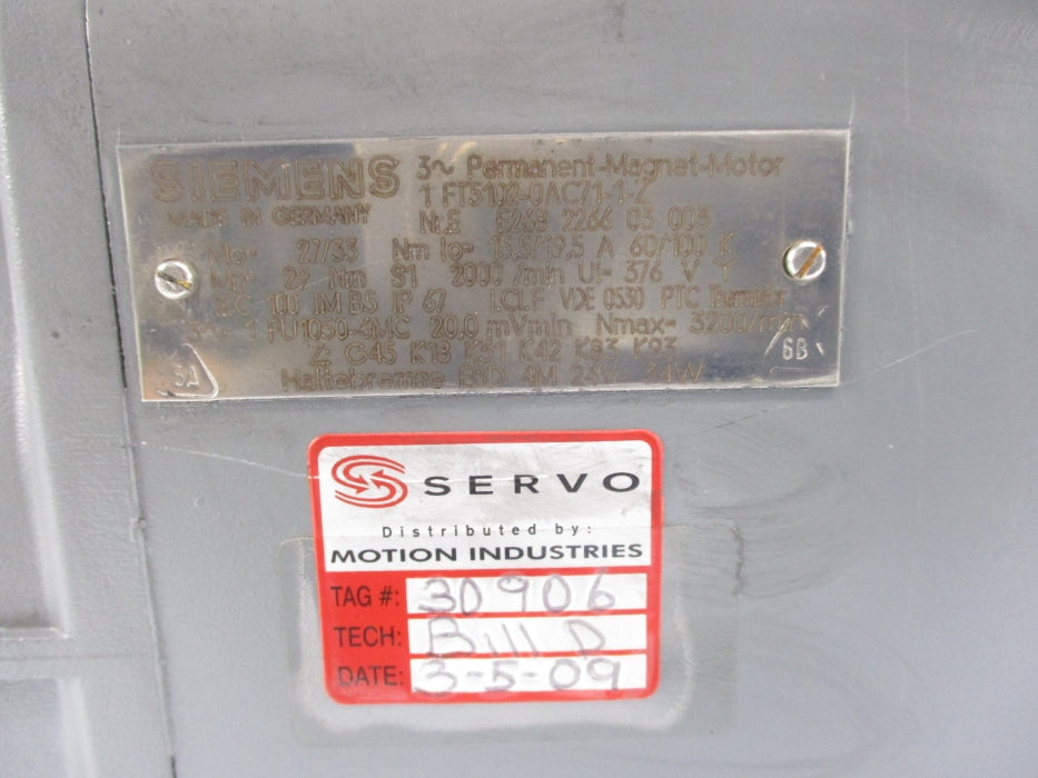 SIEMENS 1FT5102-0AC71-1-Z REMAN