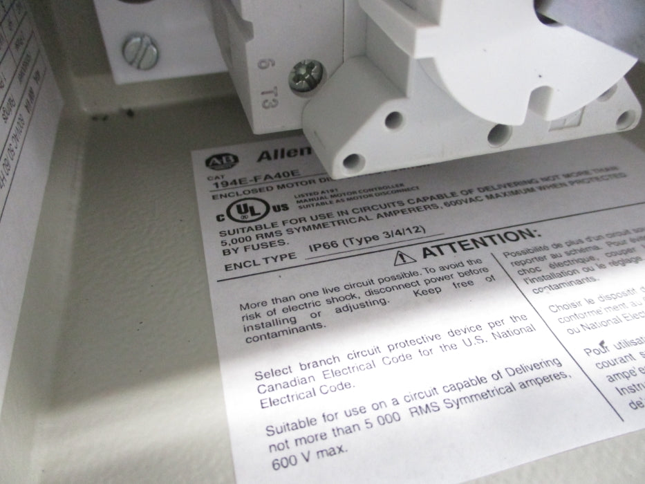 ALLEN BRADLEY 194E-FA40E SER. B NSNP