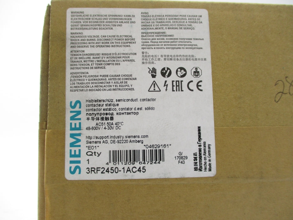 SIEMENS 3RF2450-1AC45 600V 50A NSFS