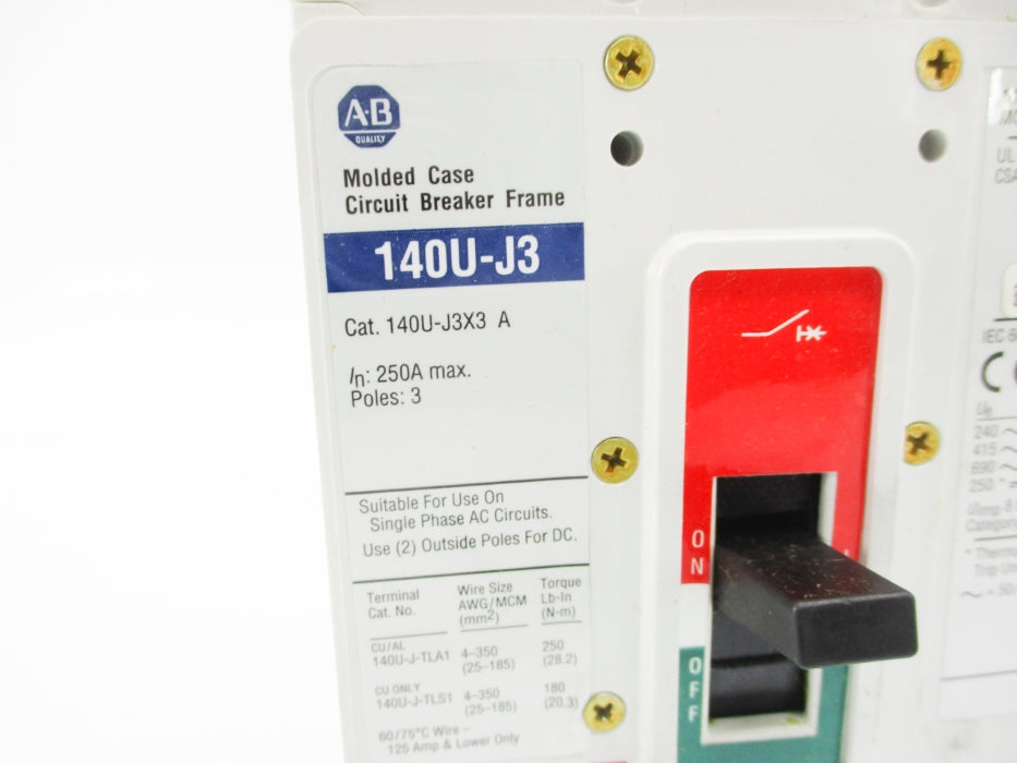ALLEN BRADLEY 140U-J3D3-D20 SER. A 250A 480V NSMP