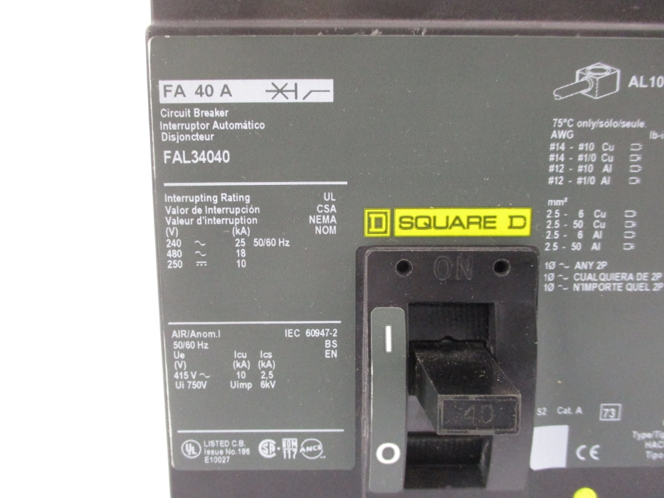 SQUARE D FAL34040 40A 480V NSMP