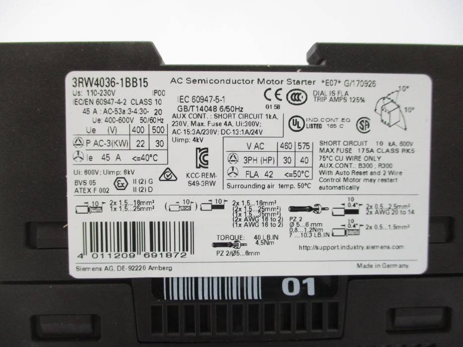 SIEMENS 3RW4036-1BB15 NSMP