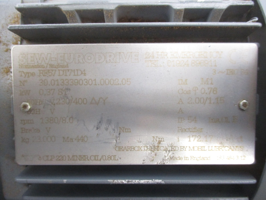 SEW EURODRIVE RF57-DT71D4 UNMP