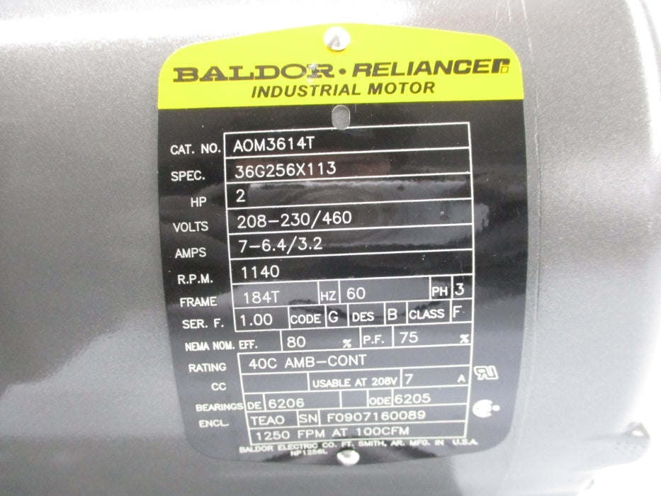 BALDOR AOM3614T 208-230/460V 7-6.4/3.2A NSNP