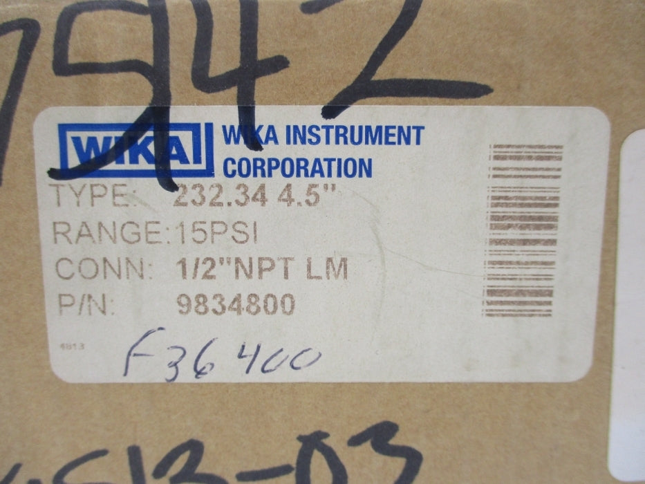 WIKA 9834800 0-15PSI NSMP