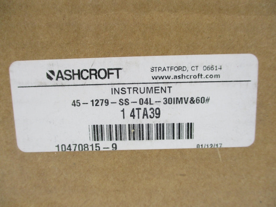 ASHCROFT 45-1279-SS-04L-30IMV&60# 30-0-60PSI NSMP
