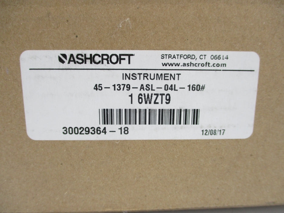 ASHCROFT 45-1379-ASL-04L-160# 0-160PSI NSMP