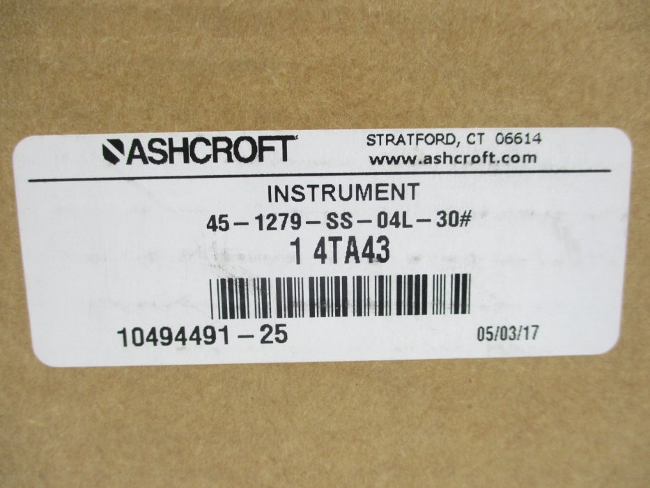 ASHCROFT 45-1279-SS-04L-30# 0-30PSI NSMP