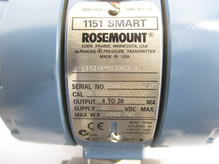 ROSEMOUNT 1151DP5S33B3L4W7 2000PSI NSMP