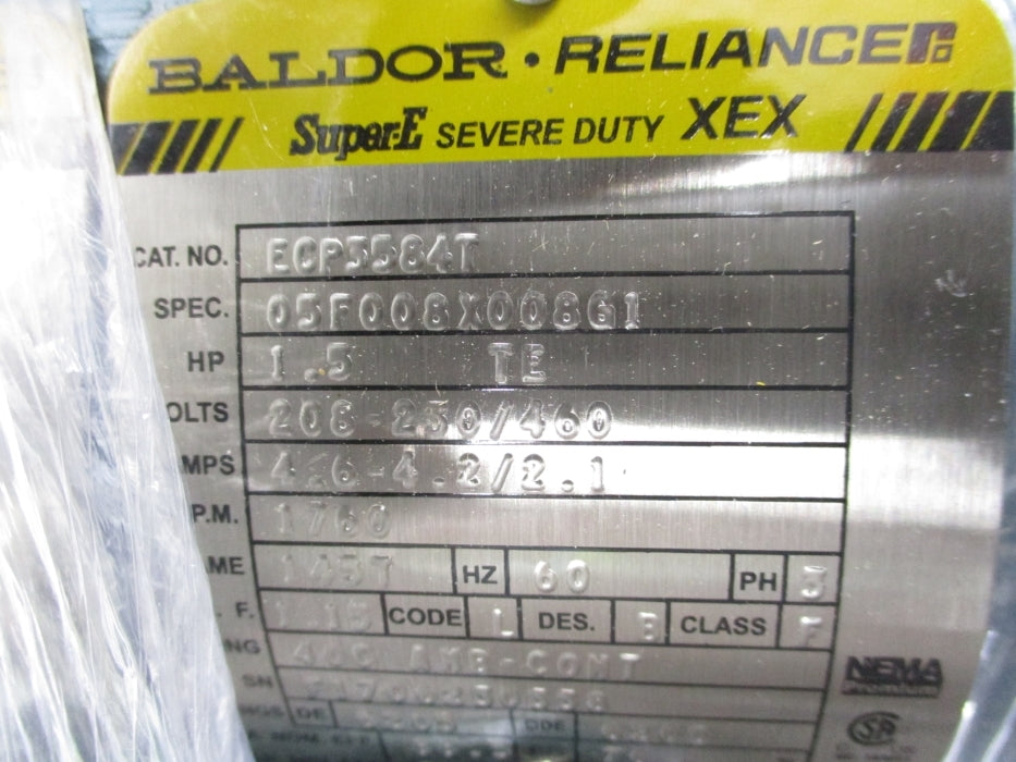 BALDOR ECP3584T 208-230/460V 4.6-4.2/2.1A NSMP