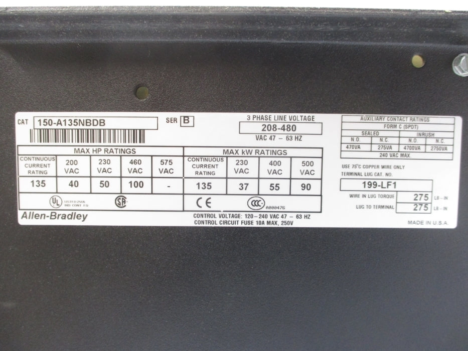 ALLEN BRADLEY 150-A135NBDB SER. B F/W 3B2 (BR/WH) NSMP