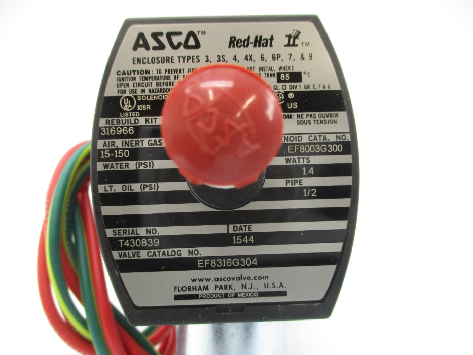 ASCO EF8316G304 24VDC 15-150PSI 1/2" NSMP