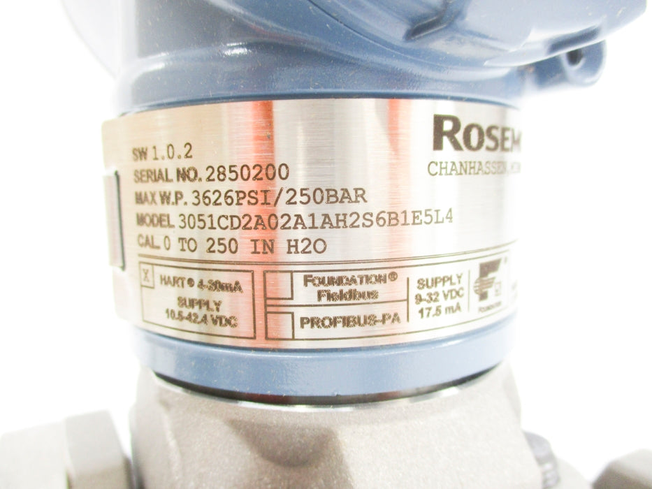 ROSEMOUNT 3051CD2A02A1AH2S6B1E5L4 3626PSI NSMP