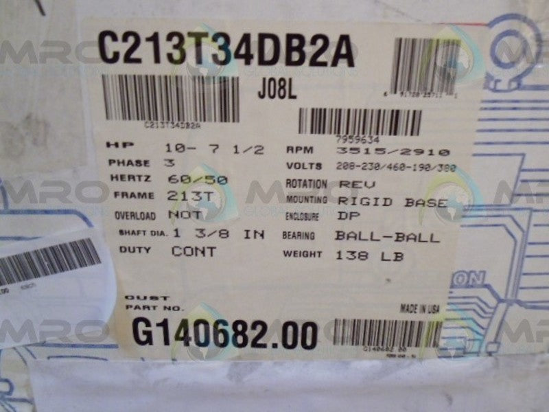 LEESON G140682.00 C213T34DB2A 10/7.5 HP 3515/2910 RPM * NEW IN BOX *