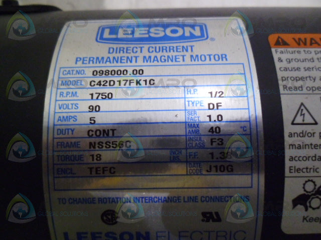 LEESON J10G C42D17FK1C 1/2 HP 1750 RPM * NEW IN BOX *