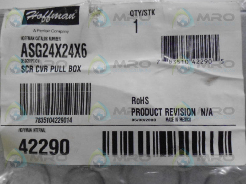 HOFFMAN ASG24X24X6 SCR CVR PULL BOX * NEW IN ORIGINAL PACKAGE *