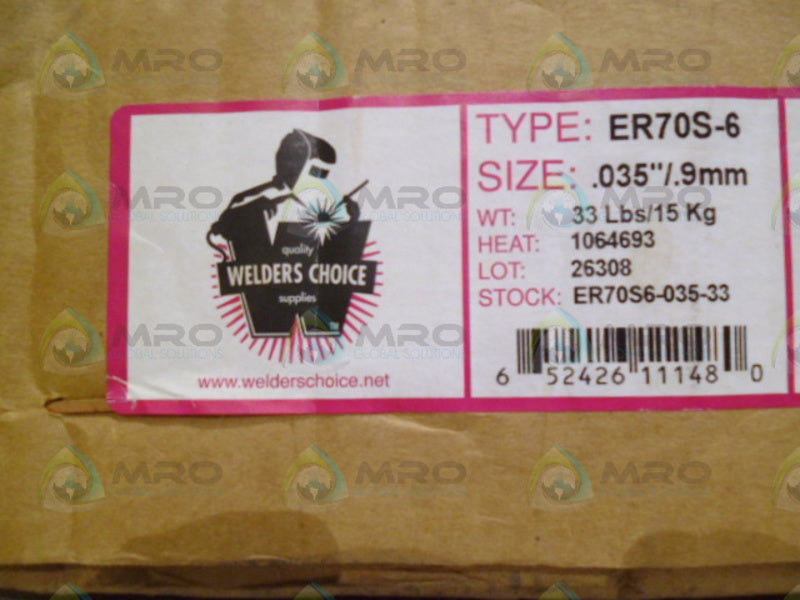 WELDERS CHOICE ER70S-6-35-33 MILD STEEL, GAS SHEILDED WIRE * FACTORY SEAL *