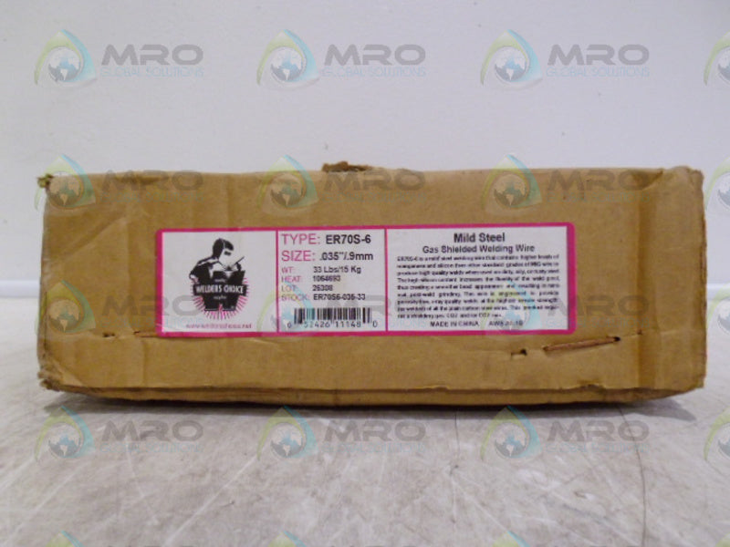 WELDERS CHOICE ER70S-6-35-33 MILD STEEL, GAS SHEILDED WIRE * FACTORY SEAL *