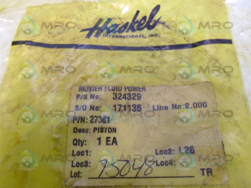 HASKEL 27361 PISTON PLATE * NEW IN FACTORY BAG *