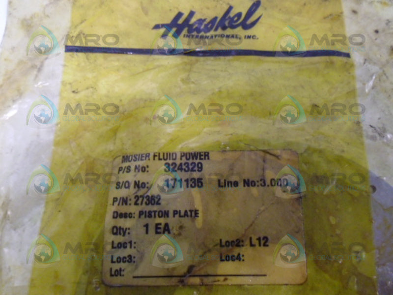 HASKEL 27362 PISTON PLATE * NEW IN FACTORY BAG *