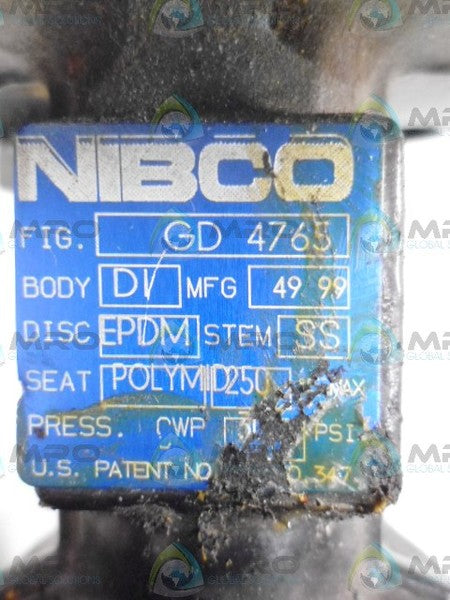 NIBCO GD4765-3 IRON BUTTERFLY VALVE * NEW *