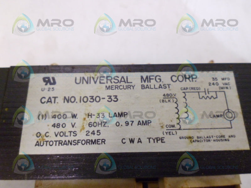 UNIVERSAL MFG 1030-33-500-K BALLAST REPLACEMENT KIT  NSMP