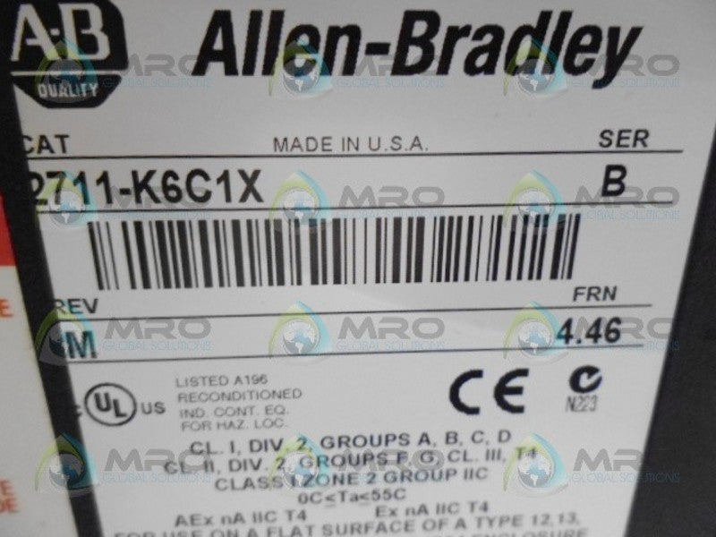 INDUSTRIAL SPARE PART 2711-K6C1X SER. B PANEL VIEW 600 (REMANUFACTURED)  NSMP
